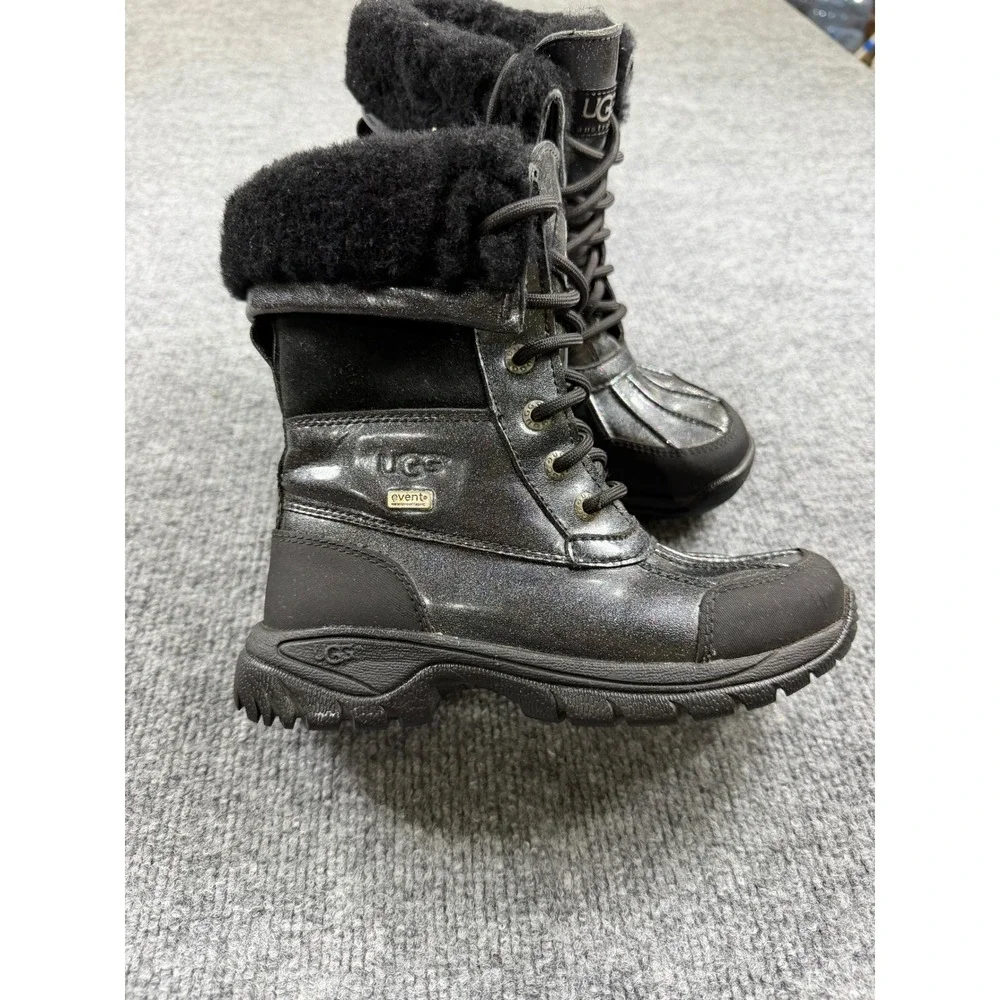 UGG Australia Adirondack II Kids Black Glitter Waterproof Snow Boots 13 1001964